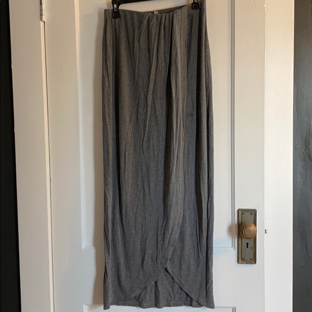 Tulip wrap maxi skirt; grey; SML